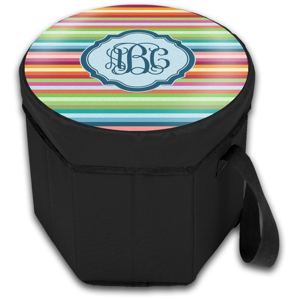 Retro Horizontal Stripes Collapsible Personalized Cooler & Seat (Closed)
