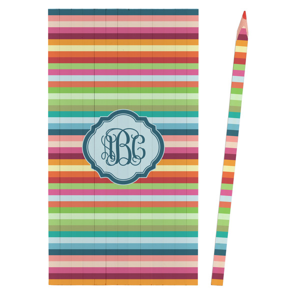 Retro Horizontal Stripes Colored Pencils - Front View