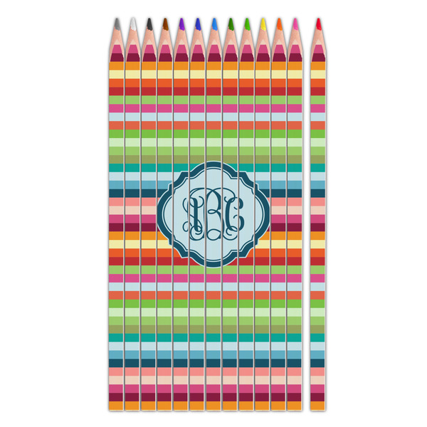 Custom Retro Horizontal Stripes Colored Pencils (Personalized)