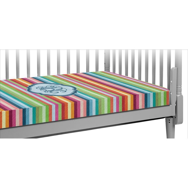 Custom Retro Horizontal Stripes Crib Fitted Sheet (Personalized)