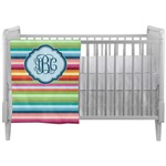 Retro Horizontal Stripes Crib Comforter / Quilt (Personalized)