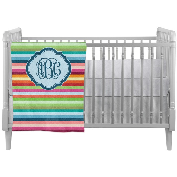 Custom Retro Horizontal Stripes Crib Comforter / Quilt (Personalized)