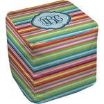 Retro Horizontal Stripes Cube Pouf Ottoman - 13" (Personalized)