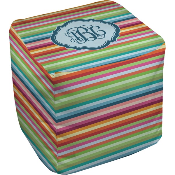Custom Retro Horizontal Stripes Cube Pouf Ottoman - 13" (Personalized)