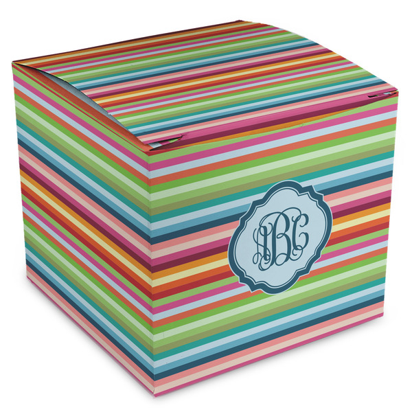 Custom Retro Horizontal Stripes Cube Favor Gift Boxes (Personalized)