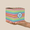 Retro Horizontal Stripes Cube Favor Gift Box - On Hand - Scale View