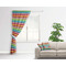 Retro Horizontal Stripes Curtain With Window and Rod - in Room Matching Pillow