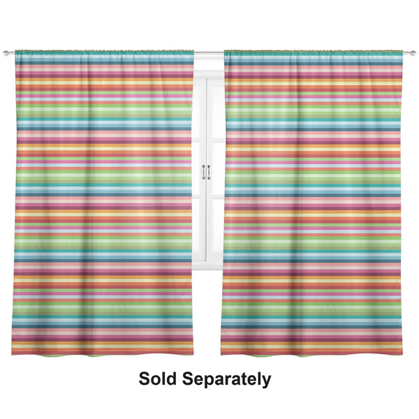 Retro Horizontal Stripes Curtains Double