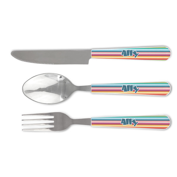 Custom Retro Horizontal Stripes Cutlery Set (Personalized)