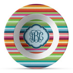 Retro Horizontal Stripes Plastic Bowl - Microwave Safe - Composite Polymer (Personalized)
