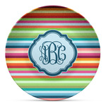 Retro Horizontal Stripes Microwave Safe Plastic Plate - Composite Polymer (Personalized)
