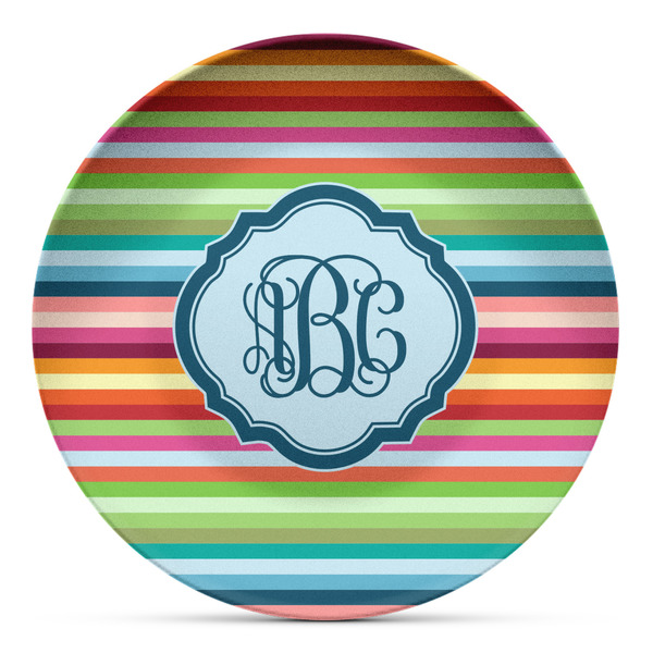 Custom Retro Horizontal Stripes Microwave Safe Plastic Plate - Composite Polymer (Personalized)