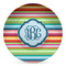 Retro Horizontal Stripes Microwave Safe Plastic Plate - Composite Polymer (Personalized)