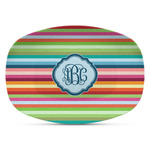 Retro Horizontal Stripes Plastic Platter - Microwave & Oven Safe Composite Polymer (Personalized)