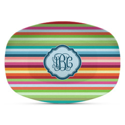 Retro Horizontal Stripes Plastic Platter - Microwave & Oven Safe Composite Polymer (Personalized)