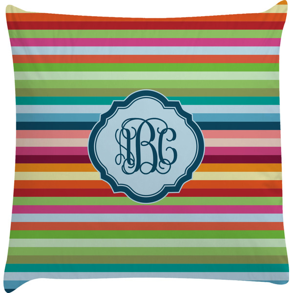 Custom Retro Horizontal Stripes Decorative Pillow Case w/ Monogram