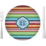 Retro Horizontal Stripes 10" Glass Lunch / Dinner Plates - Single or Set (Personalized)
