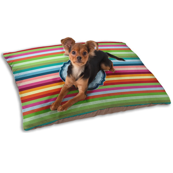 Custom Retro Horizontal Stripes Dog Bed - Small w/ Monogram