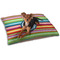 Retro Horizontal Stripes Dog Bed - Small w/ Monogram