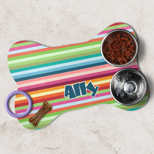 Retro Horizontal Stripes Dog Bone Shaped Mat Lifestyle