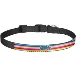 Retro Horizontal Stripes Dog Collar - Large (Personalized)