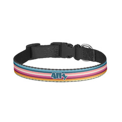 Retro Horizontal Stripes Dog Collar - Large (Personalized)