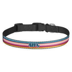 Retro Horizontal Stripes Dog Collar (Personalized)