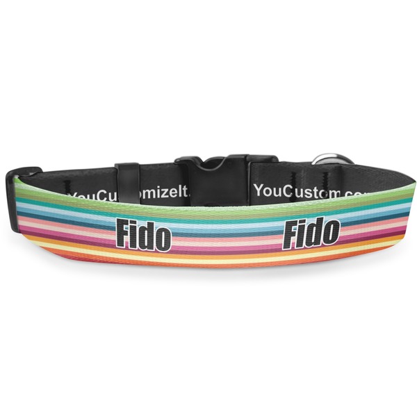 Custom Retro Horizontal Stripes Deluxe Dog Collar - Small (8.5" to 12.5") (Personalized)