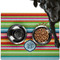 Retro Horizontal Stripes Dog Food Mat - Large w/ Monogram