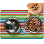 Retro Horizontal Stripes Dog Food Mat - Small w/ Monogram