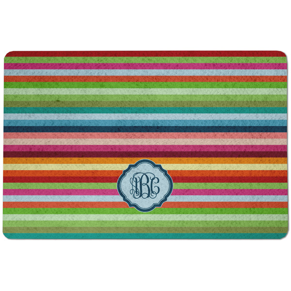 Custom Retro Horizontal Stripes Dog Food Mat w/ Monogram