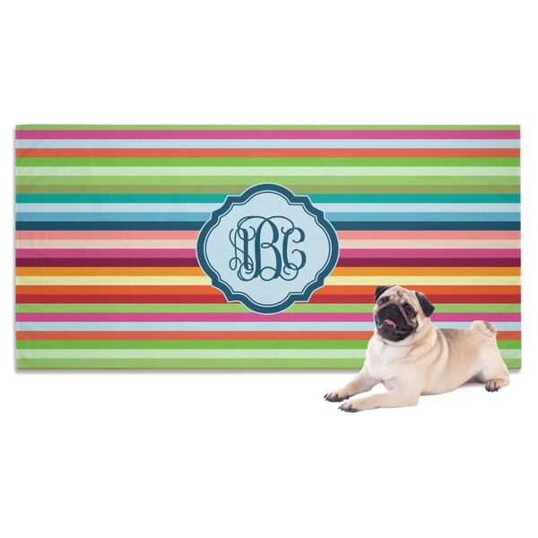 Custom Retro Horizontal Stripes Dog Towel (Personalized)