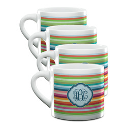 Retro Horizontal Stripes Double Shot Espresso Cups - Set of 4 (Personalized)