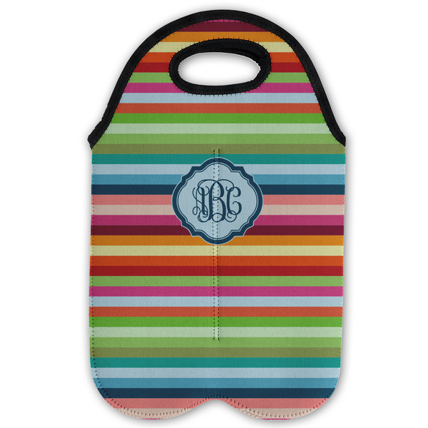 Retro Horizontal Stripes Double Wine Tote - Flat (new)