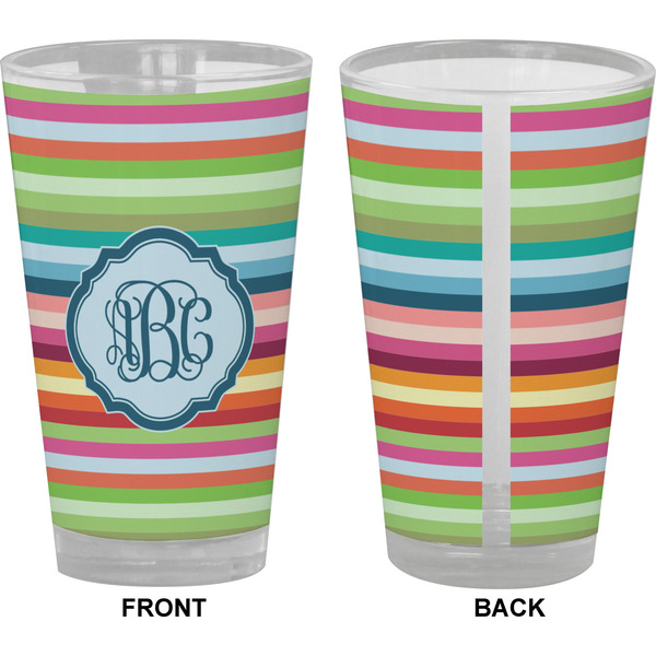 Retro Horizontal Stripes Pint Glass - Full Color - Front & Back Views