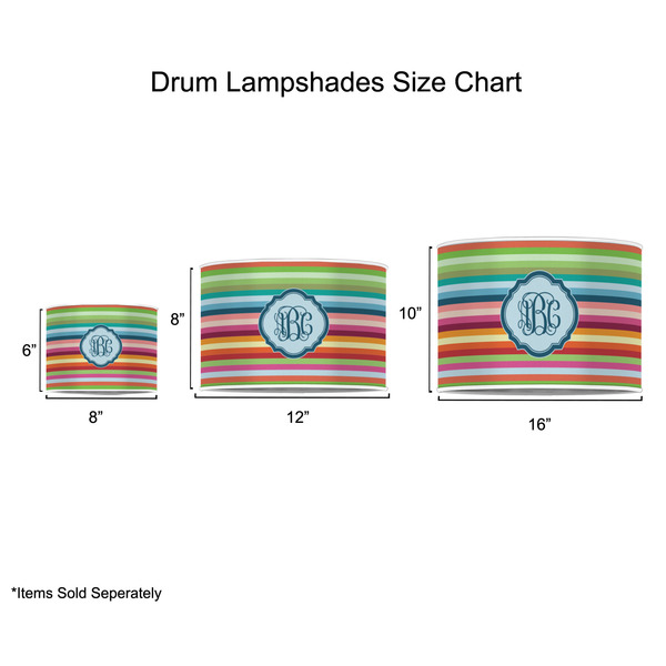 Retro Horizontal Stripes Drum Lampshades - Sizing Chart