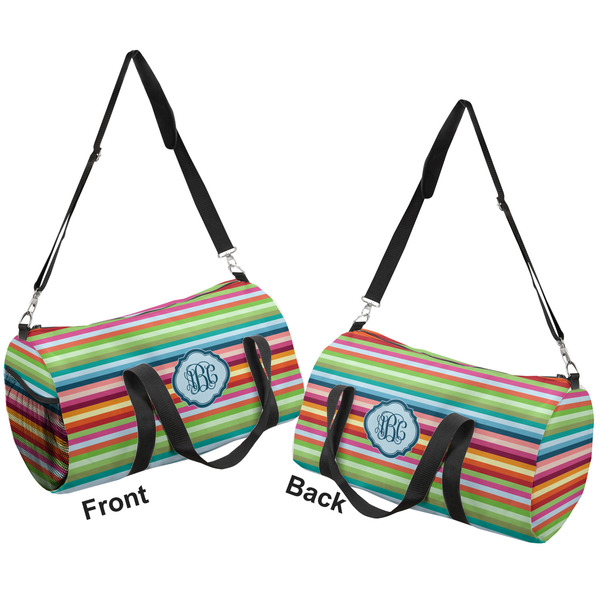 Retro Horizontal Stripes Duffle bag large front and back sides