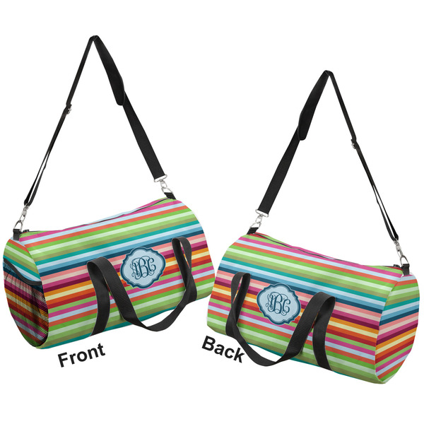Retro Horizontal Stripes Duffle bag small front and back sides