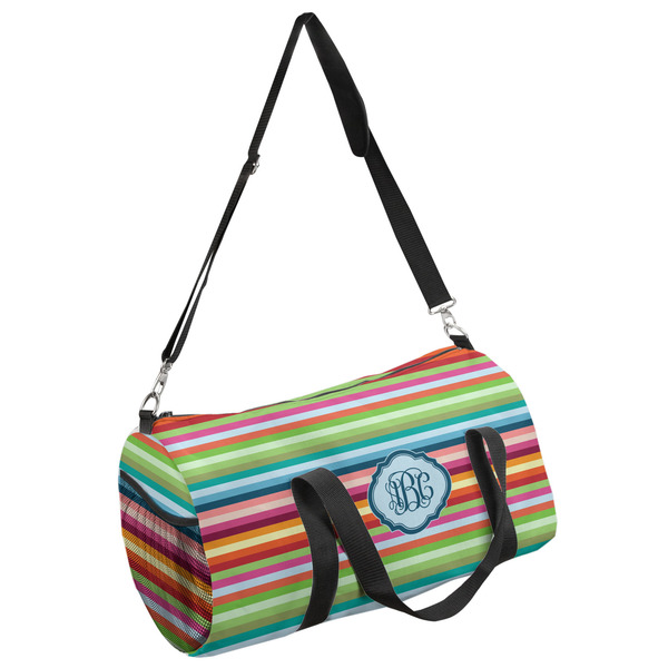 Custom Retro Horizontal Stripes Duffel Bag (Personalized)