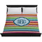 Retro Horizontal Stripes Duvet Cover - King - On Bed - No Prop