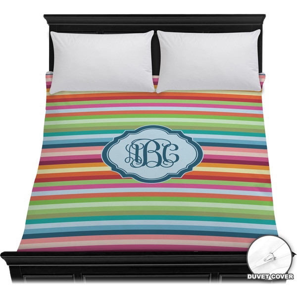 Custom Retro Horizontal Stripes Duvet Cover - Full / Queen (Personalized)