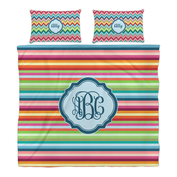 Retro Horizontal Stripes Duvet Cover Set - King - Alt Approval