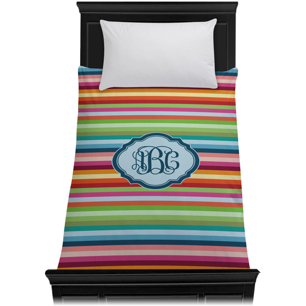 Retro Horizontal Stripes Duvet Cover - Twin XL - On Bed - No Prop