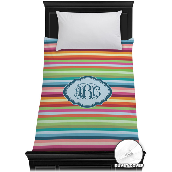 Custom Retro Horizontal Stripes Duvet Cover - Twin XL (Personalized)