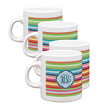 Retro Horizontal Stripes Single Shot Espresso Cups - Set of 4 (Personalized)