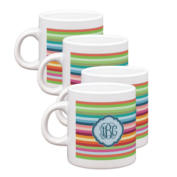 Custom Retro Horizontal Stripes Single Shot Espresso Cups - Set of 4 (Personalized)