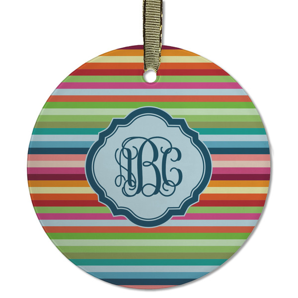 Retro Horizontal Stripes Frosted Glass Ornament - Round