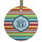 Retro Horizontal Stripes Frosted Glass Ornament - Round