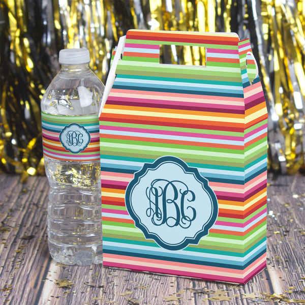 Retro Horizontal Stripes Gable Favor Box - In Context