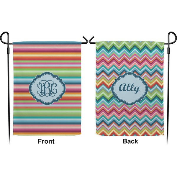 Retro Horizontal Stripes Garden Flag - Double Sided Front and Back